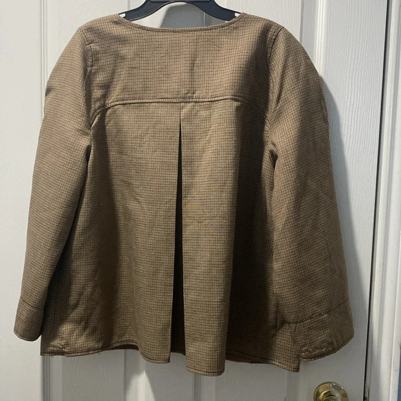 Studio M New Brown Wool Blend 3/4 Sleeves Collarless Blazer Jacket Size 16 - Picture 10 of 12